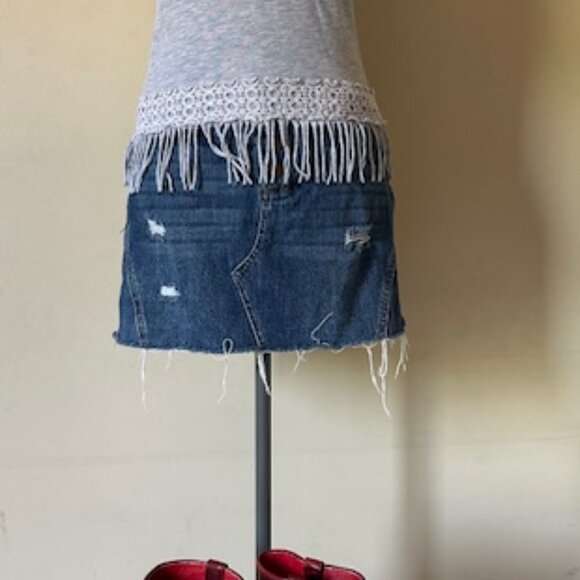 Ransom Girl Grey with Blue Love and Red Stripes Tank Top  8533 - Picture 6 of 9